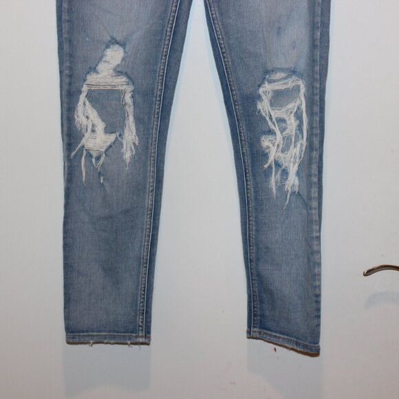 pistola Blue high-Rise Destructed Straight Leg Jeans Women's Size 26 - Picture 6 of 12